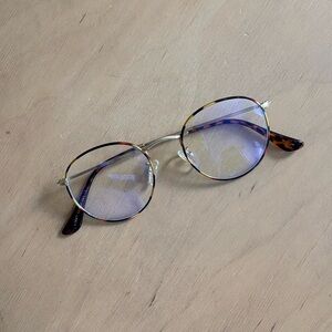 Round Blue Light Tortoiseshell Glasses with Gold Frame